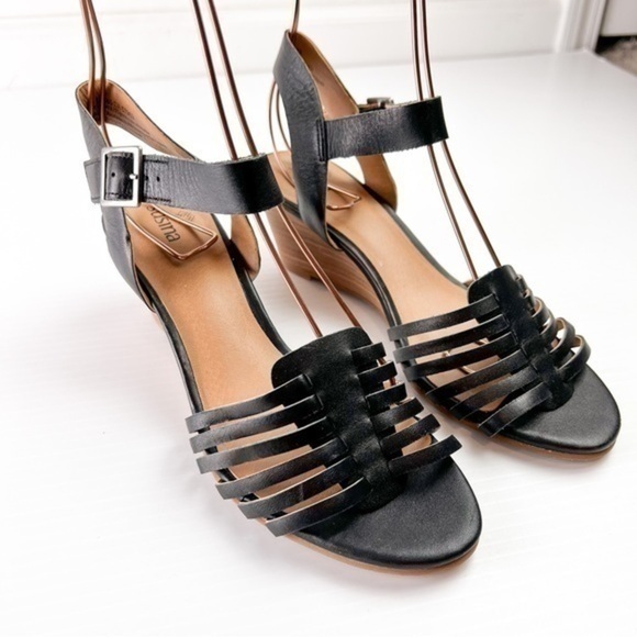 Susina womens terra Lea black wedge sandal size 6.5 - Picture 1 of 10